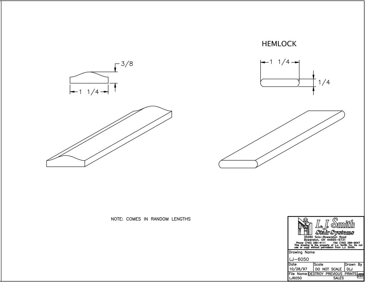 LJ-6050 — Fillet for Hand or Shoe Rail - 1-1/4" Wide