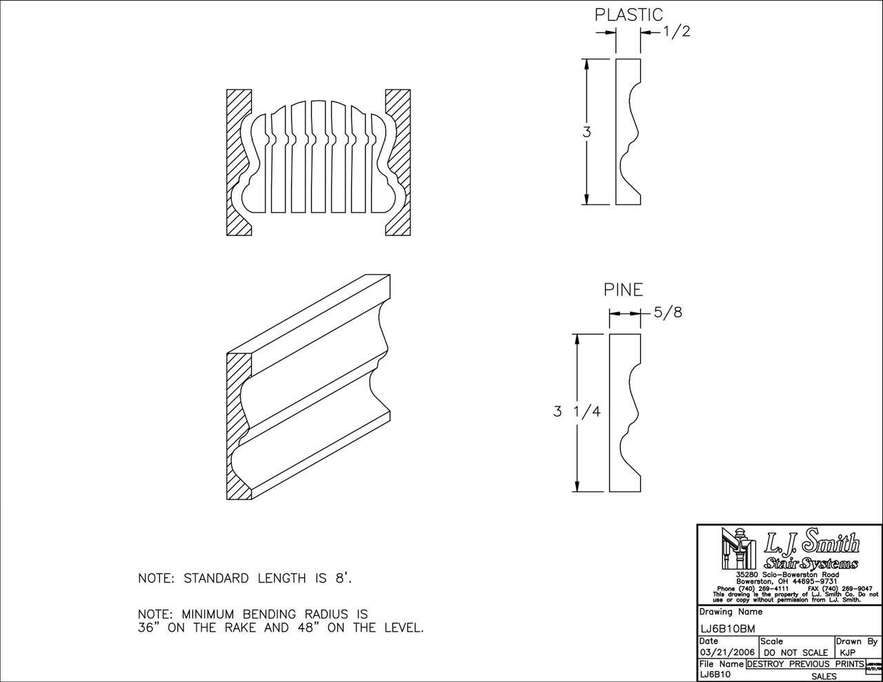 LJ-6B10BM08 - Polyvinal Bending Mould - 8' Section