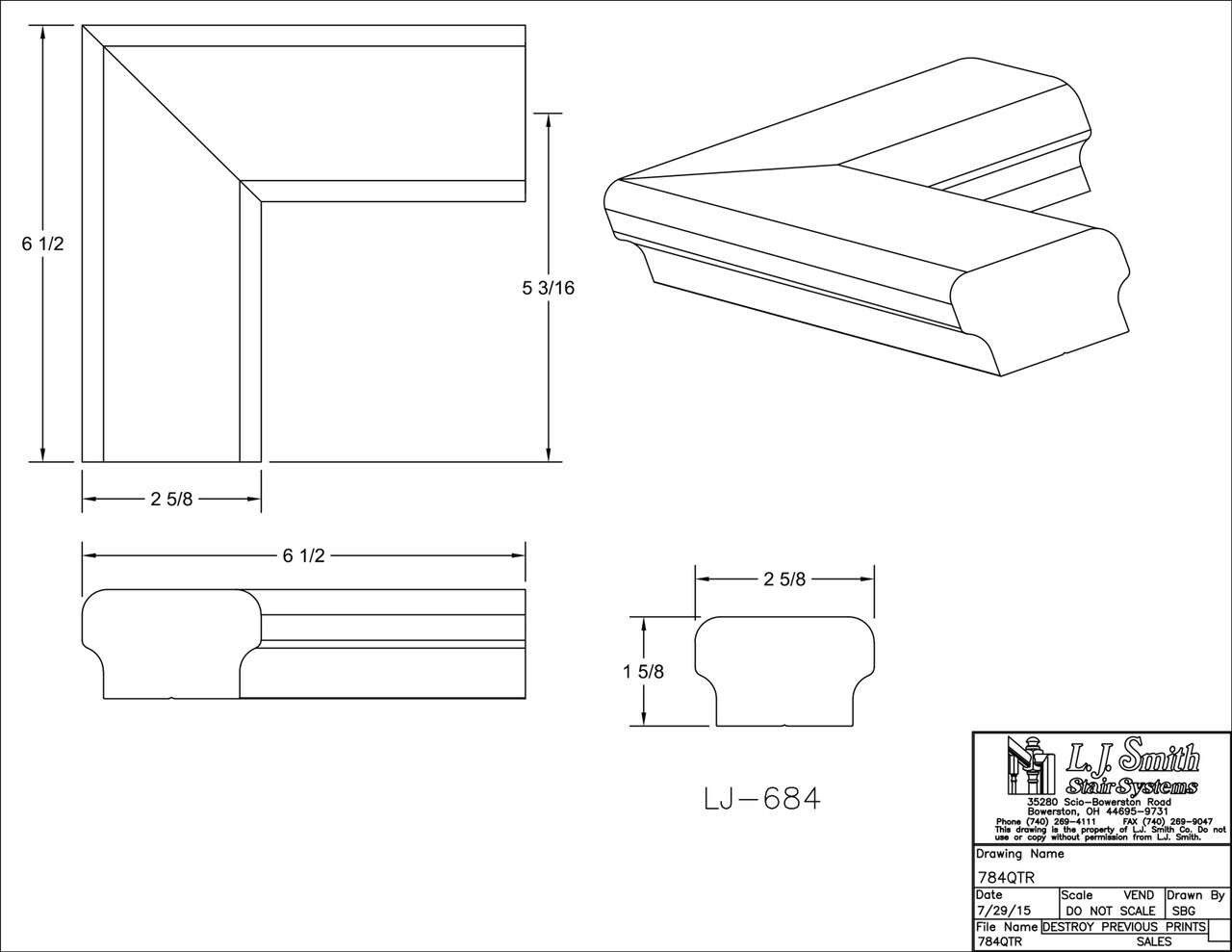 784QTR - Quarterturn for LJ Linear Handrail System