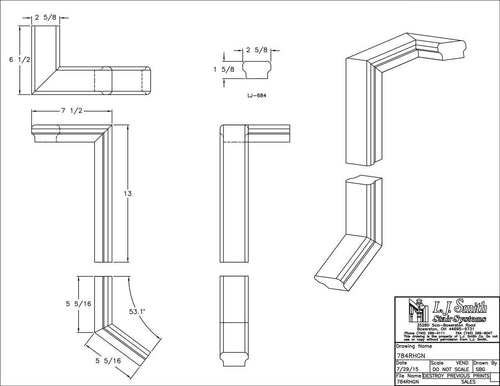 784RHGN - Right Hand Gooseneck for LJ Linear Handrail System