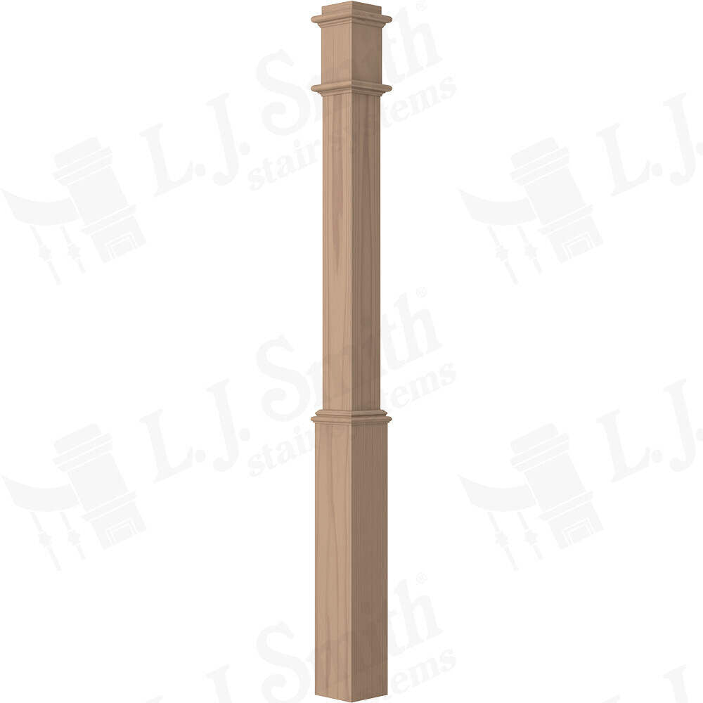 961-56 - Solid Wood Box Newel with Sleeve - 4-1/2" Square x 56"