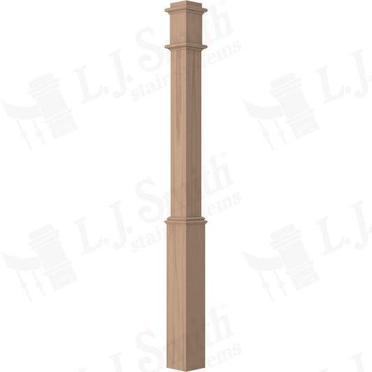 961-56 - Solid Wood Box Newel with Sleeve - 4-1/2" Square x 56"