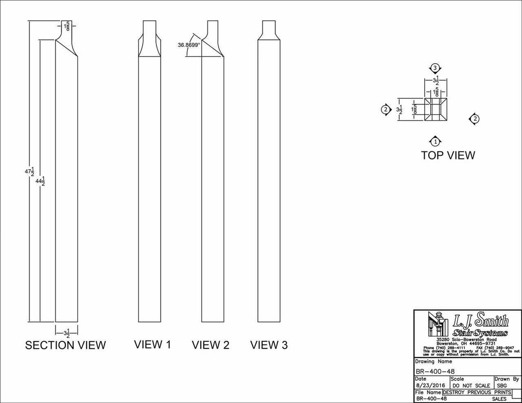 Cable or Tube System - Wood Newel - RakeBlank Newel - BR-400-48 - StairPartsNow.com