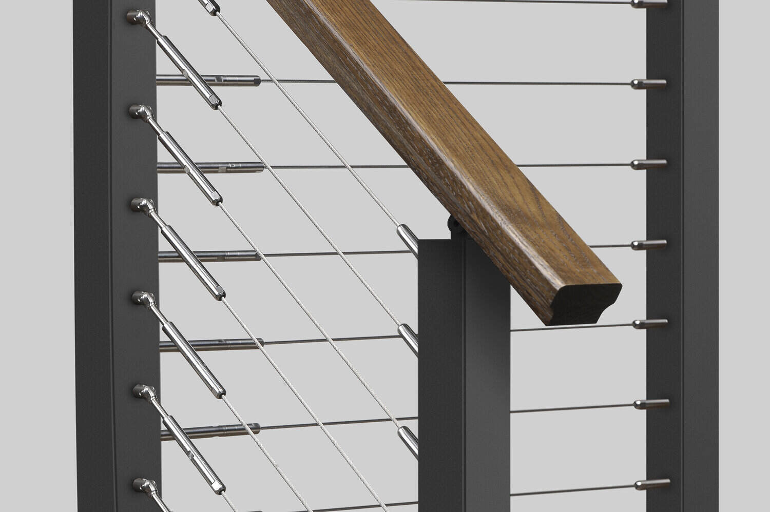 CR-MFTGS-SS - Metal Rake Newel Fixed/Tensioner Pair - StairPartsNow.com