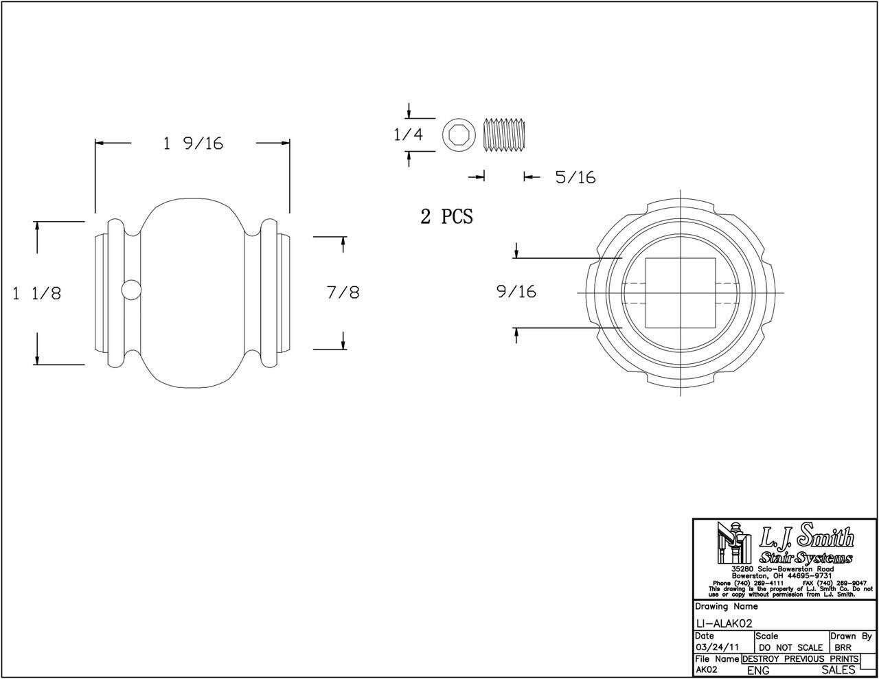 LI-ALAK02 - Adjustable Knuckle - StairPartsNow.com