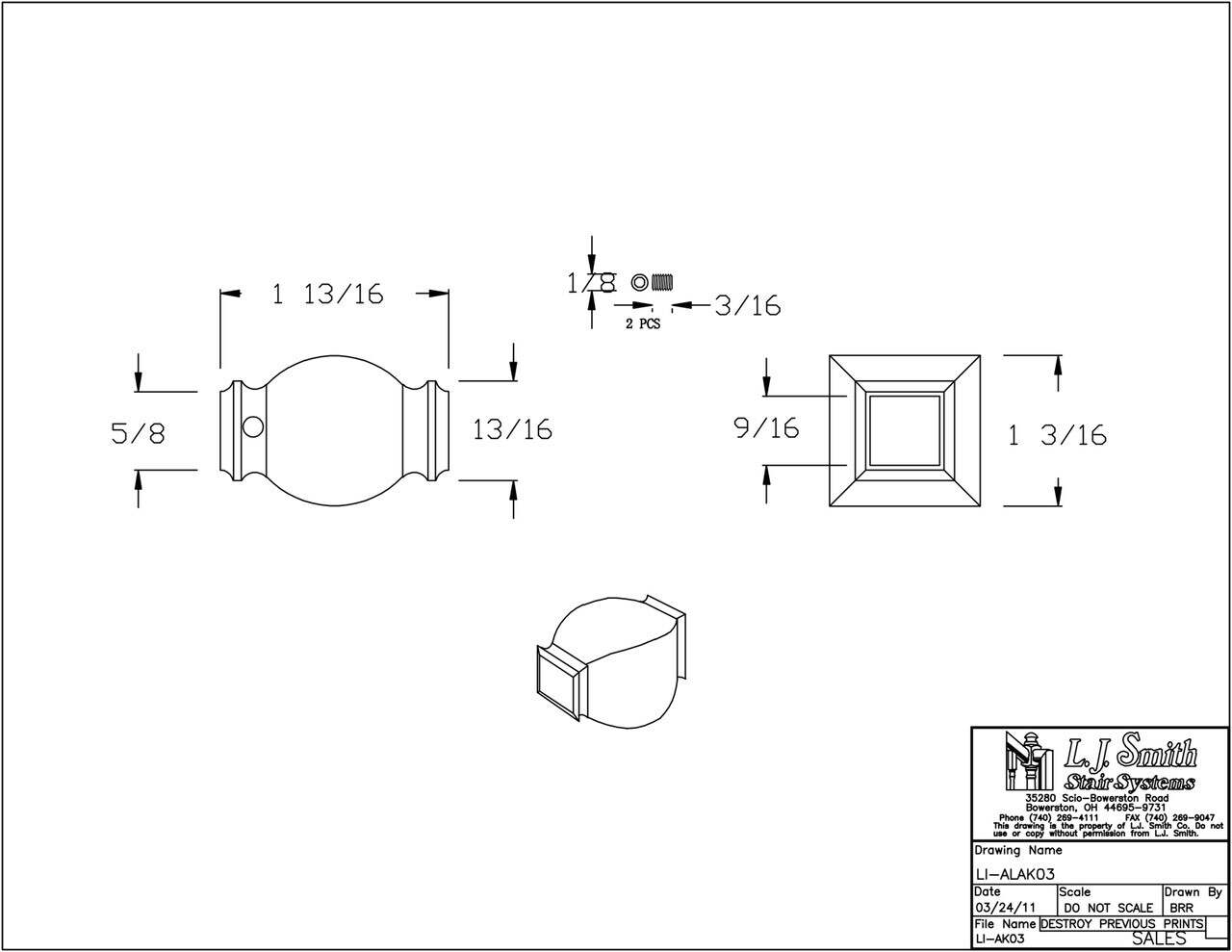 LI-ALAK03 - Adjustable Knuckle - StairPartsNow.com