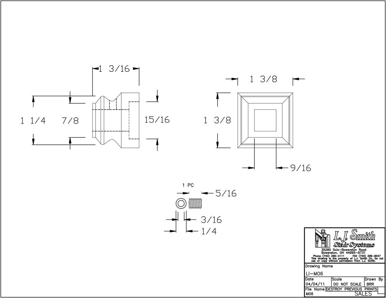 LI-M06 — Flat Shoe for 1/2" Square Iron Baluster