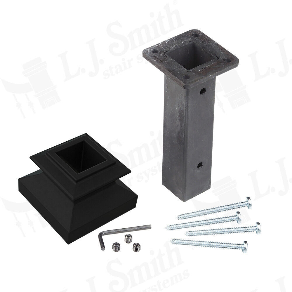 LI-NWLFSH - 1-3/16" Square Solid Iron Newel Shoe and Mounting Kit