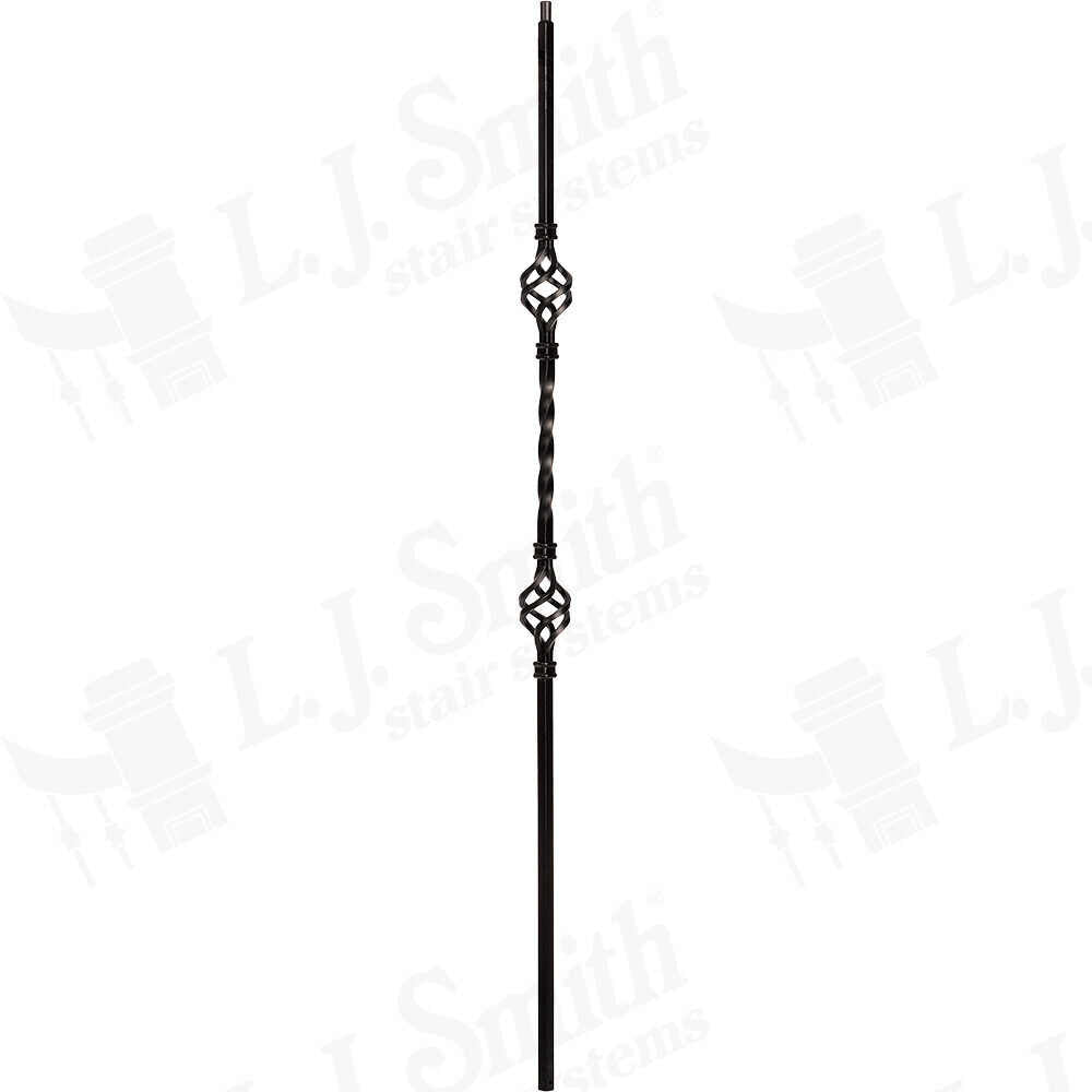 LIH-HOL2BASK44 — Double Basket Iron Baluster (1/2" Square Hollow)