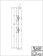 LIH-HOL2BASK44 — Double Basket Iron Baluster (1/2" Square Hollow)