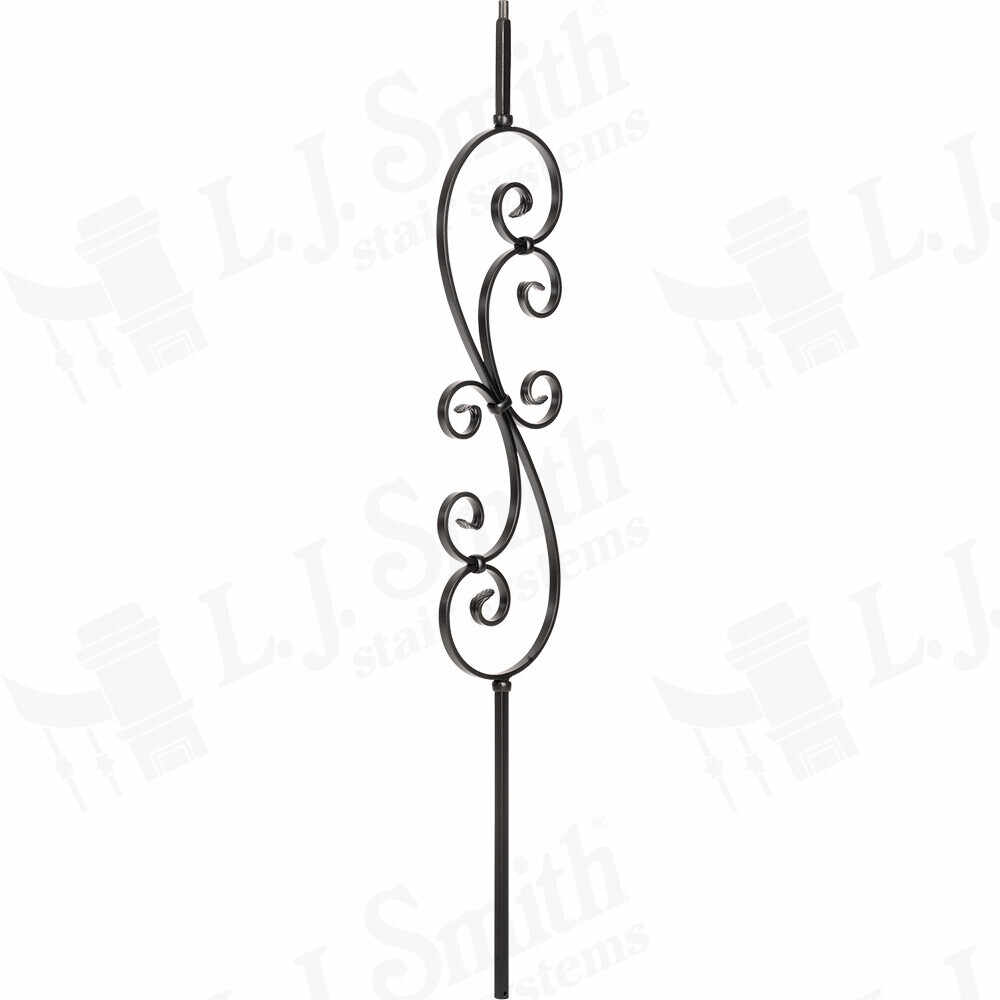 LIH-HOL30144 — Large Scroll 44" Iron Baluster (1/2" Square Hollow)