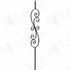 LIH-HOL30144 — Large Scroll 44" Iron Baluster (1/2" Square Hollow)