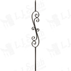 LIH-HOL60144 — Skinny Scroll 44" Iron Baluster (1/2" Square Hollow)