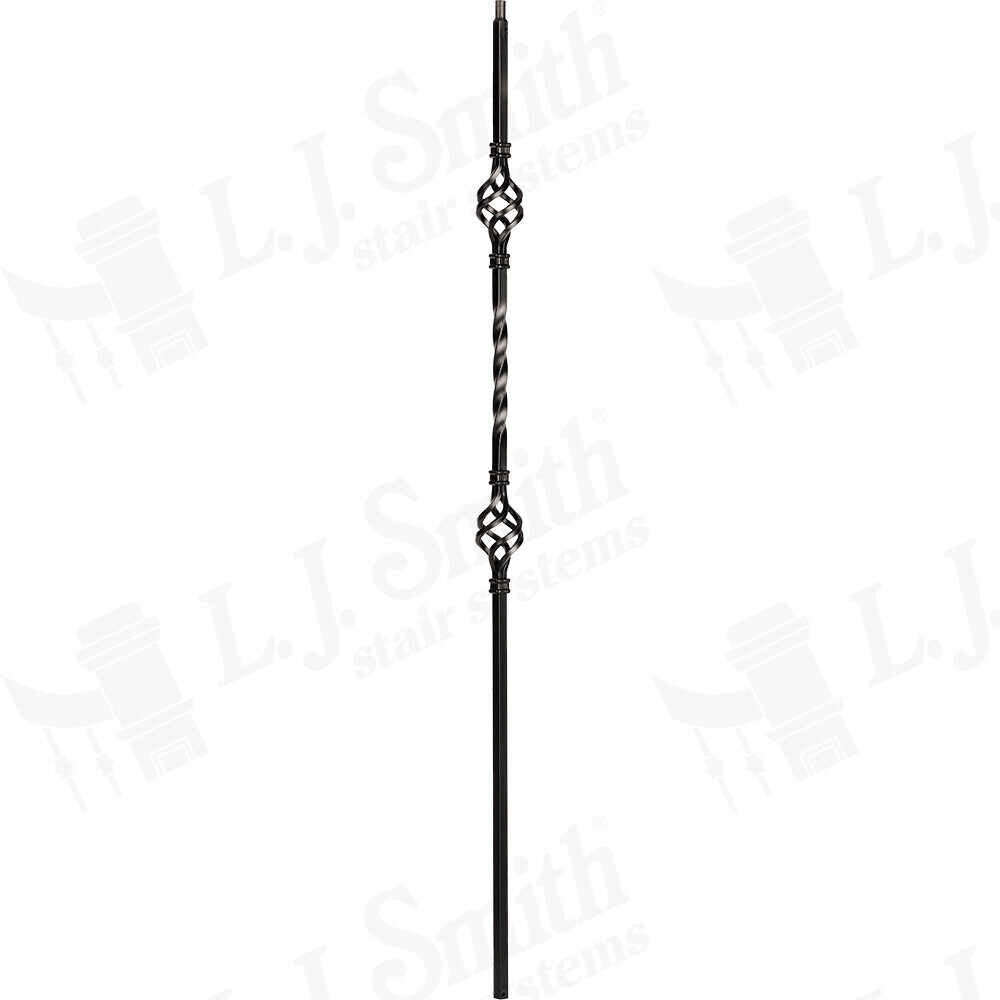 LIH-KW2BASK44 — Kneewall Double Basket 44" Iron Baluster (1/2" Square Hollow)