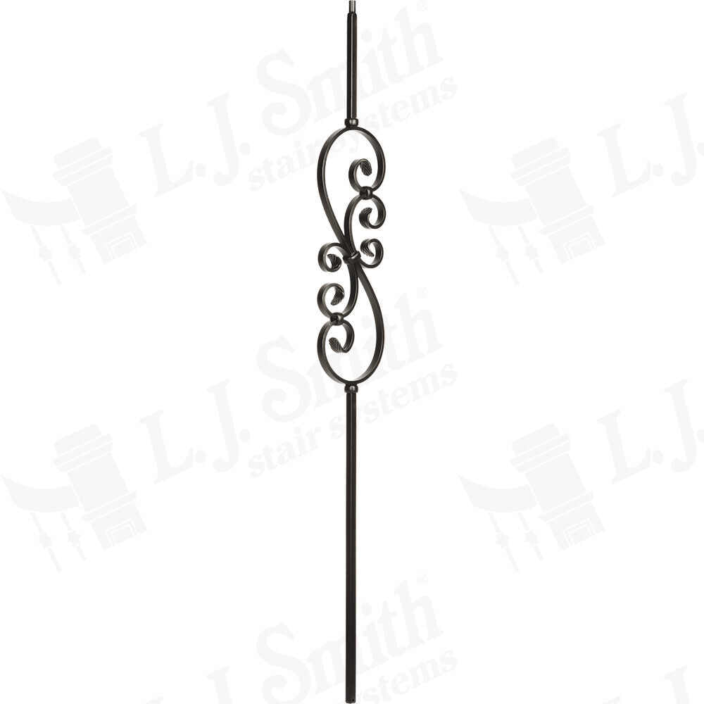 LIH-KW50144 — Kneewall Small Scroll 44" Iron Baluster (1/2" Square Hollow)