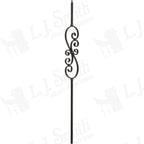 LIH-KW50144 — Kneewall Small Scroll 44" Iron Baluster (1/2" Square Hollow)