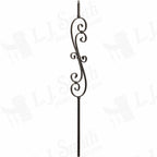LIH-KW60144 — Skinny Scroll 44" Iron Baluster (1/2" Square Hollow Kneewall)