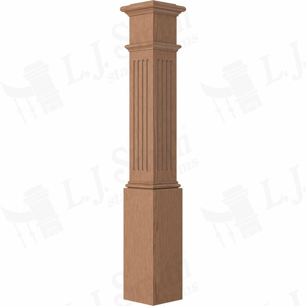 LJ-4093 - Fluted Panel Starting Box Newel 7-1/2" Square x 53-1/2"