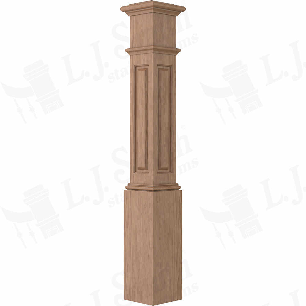 LJ-4095 -  Raised Panel Starting Box Newel 7-1/2" Square x 53-1/2"