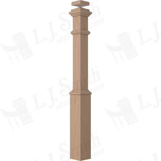 LJ-4391 - Plain Panel Traditional Box Newel w/ Interchangeable Cap 5-1/2" Square x 56"