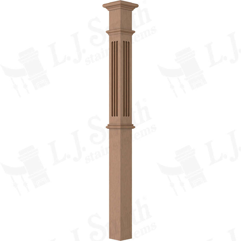 LJ-4393 - Fluted Panel Intermediate Box Newel 4-1/4" Square x 62"