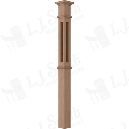 LJ-4393 - Fluted Panel Intermediate Box Newel 4-1/4" Square x 62"