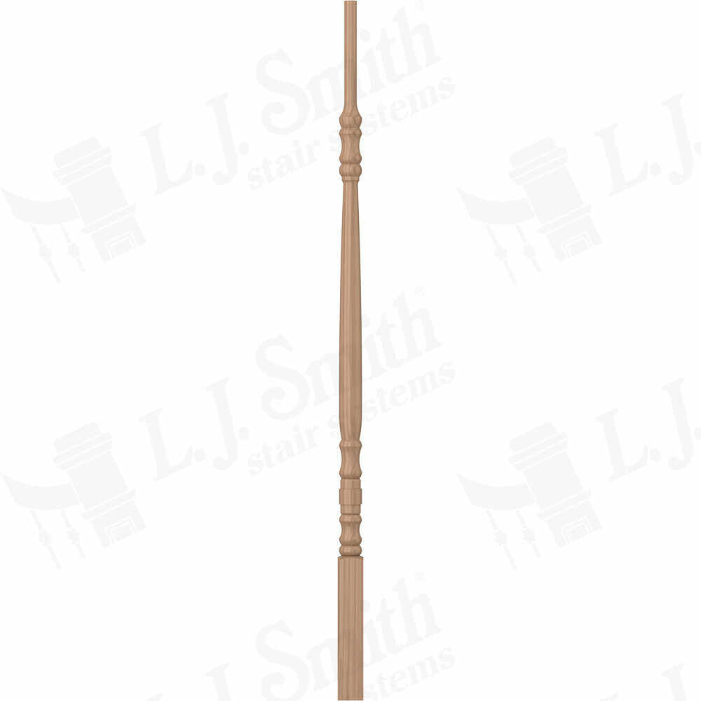 LJ-5200 — Classic (Hampton) Solid Prime Pin Top Baluster - 1-1/4" x 1-1/4" Square - 27" Fixed Turning Length - Variable Bottom Block