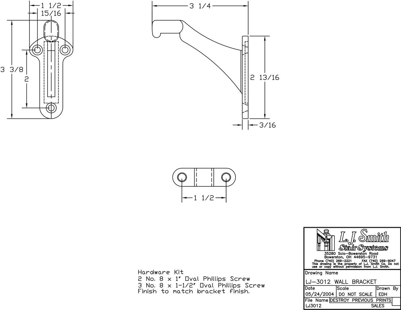 LJ-3012 — Wall Rail Bracket