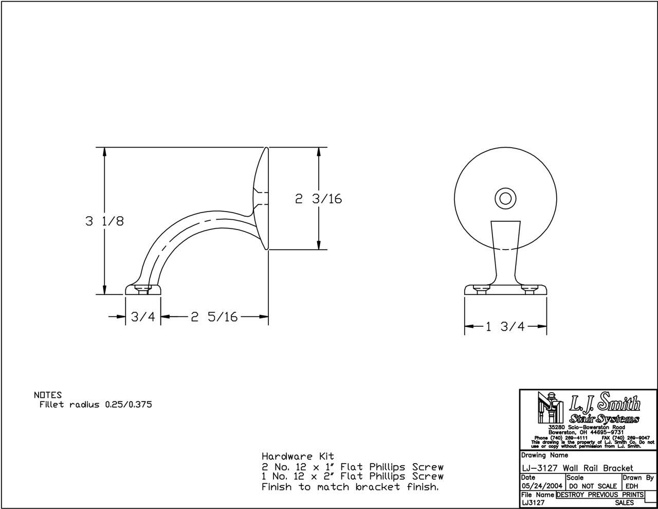 LJ-3127 — Wall Rail Bracket