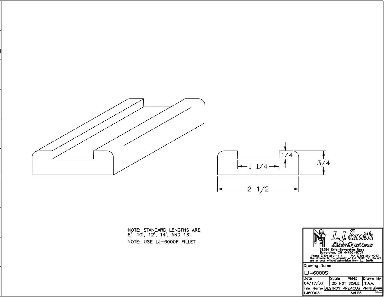 LJ-6000S —  Shoe Rail - 1-1/4" Plow - "Clear"