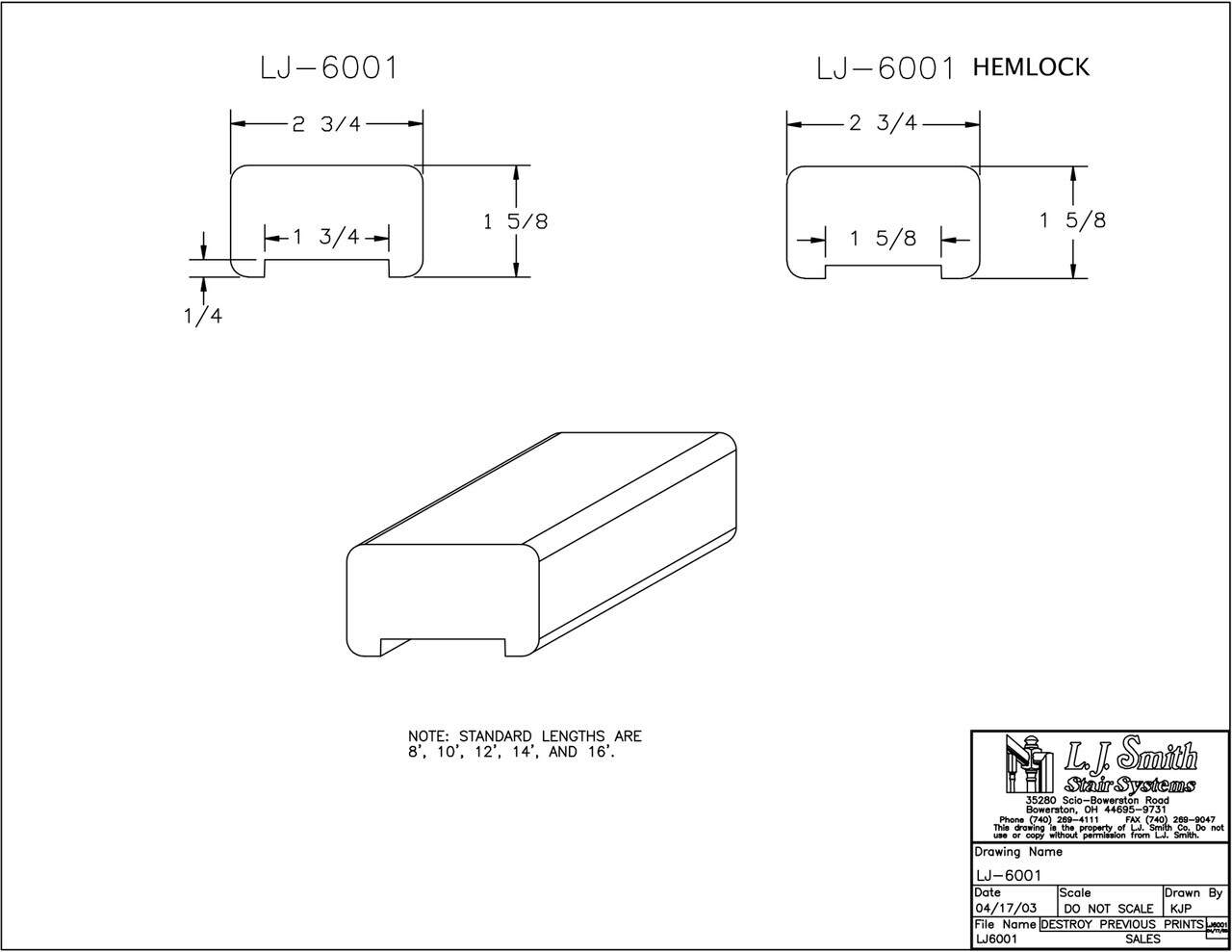 LJ-6002C-PL2 - Craftsman Style Handrail - Plowed 1-3/4"