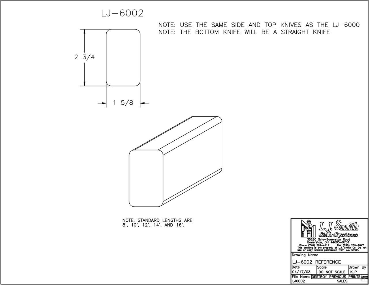 LJ-6002C —  Craftsman Style Handrail - Non-Plowed