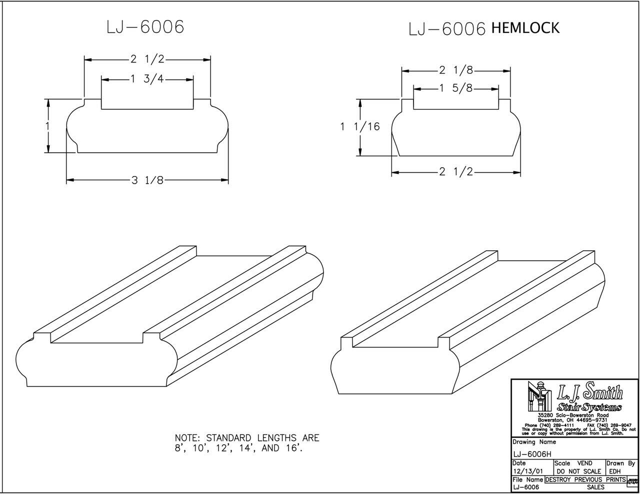 LJ-6006C —  Shoe Rail - 1-3/4" Plow