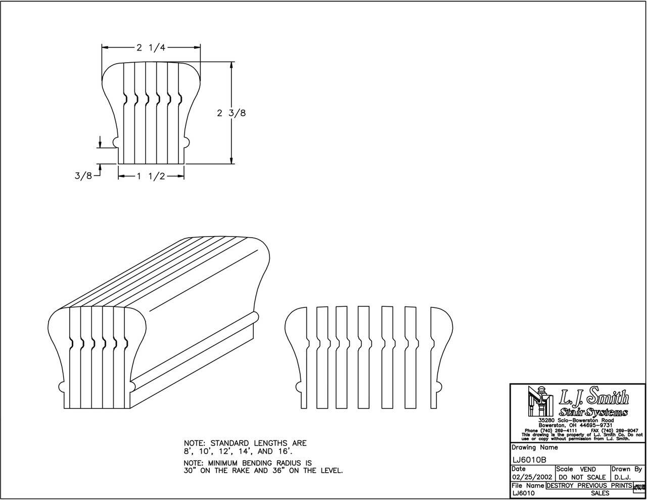 LJ-6010B - Bending Wood Hand Rail - Non-Plowed