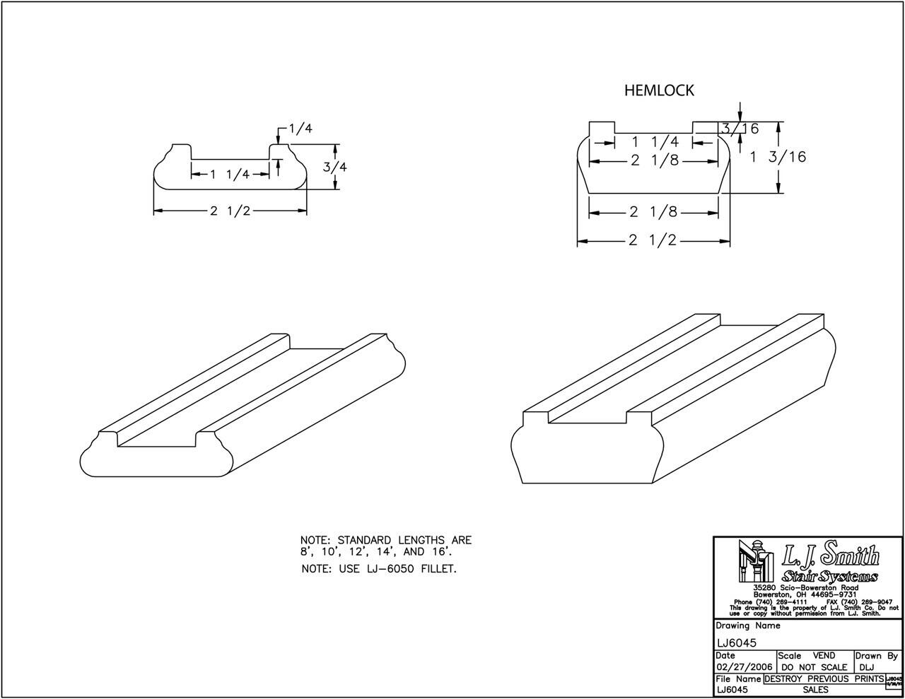 LJ-6045C —  Shoe Rail - 1-1/4" Plow