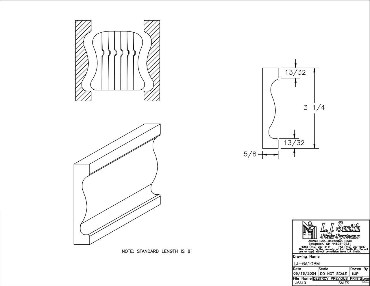 LJ-6A10BM08 - Polyvinal Bending Mould - 8' Section
