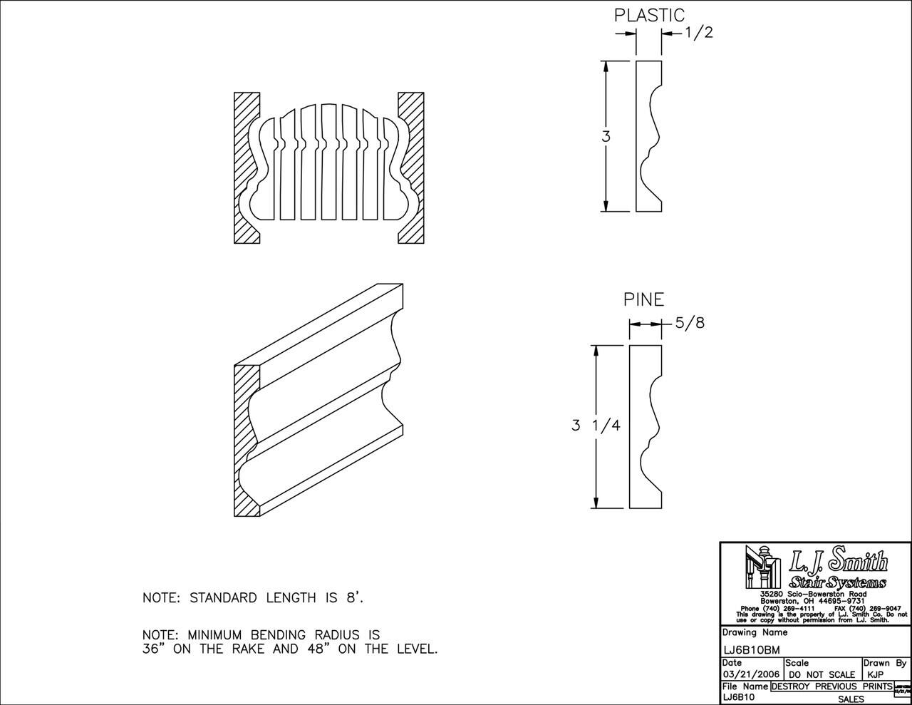 LJ-6B10BM08 - Polyvinal Bending Mould - 8' Section