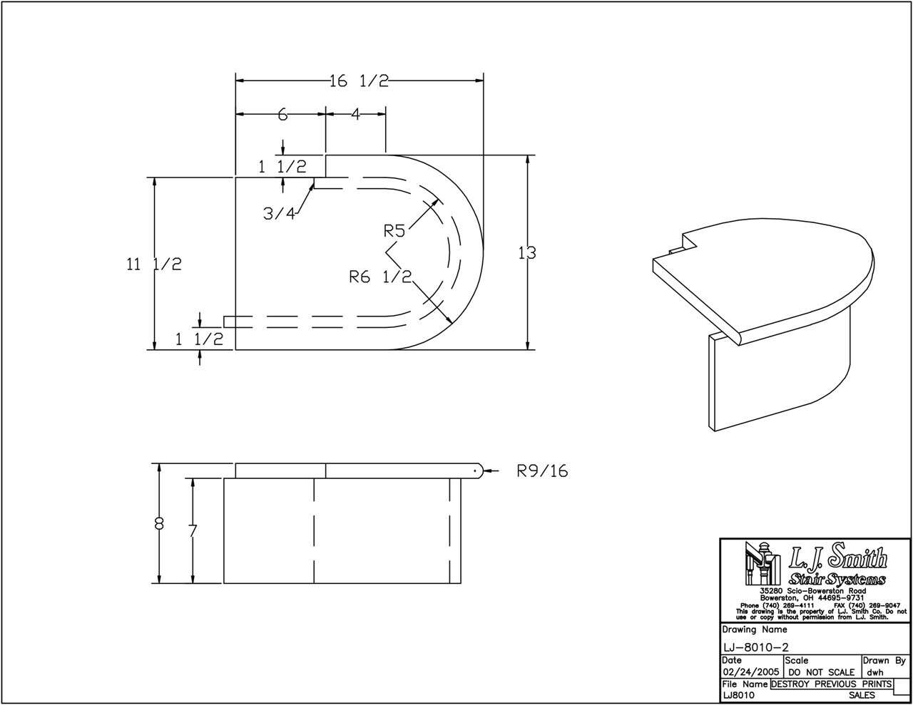 LJ-8010-2 — False End Starting Step with 6-1/2" Radius