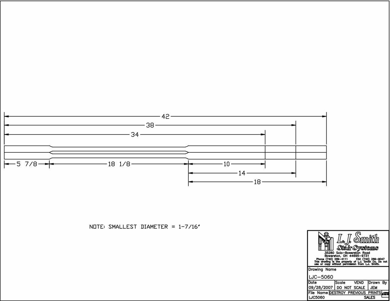 LJC-5060 — Solid Chamfered Baluster  1-1/4" Square