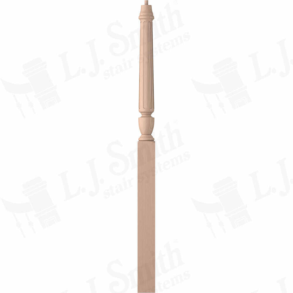 LJF-3015-58 - Sheraton Pin Top Fluted Newel - 3-1/2" Square x 58"