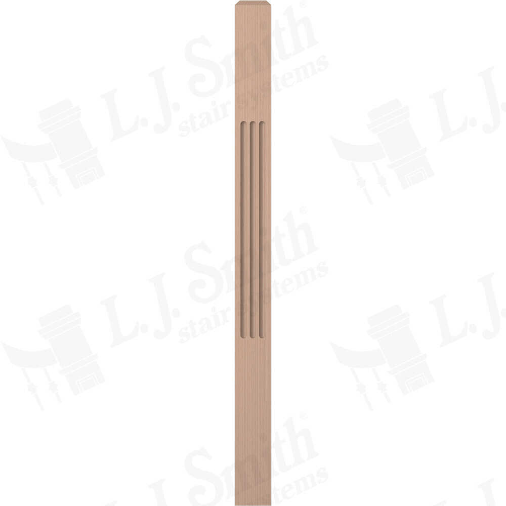 LJF-4000/4001 - Solid Fluted Craftsman Newel - 3-1/2" Square w/ Chamfered Top