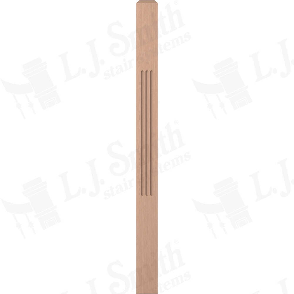 LJF-4110/4111 - Solid Fluted Craftsman Newel - 3" Square w/ Chamfered Top