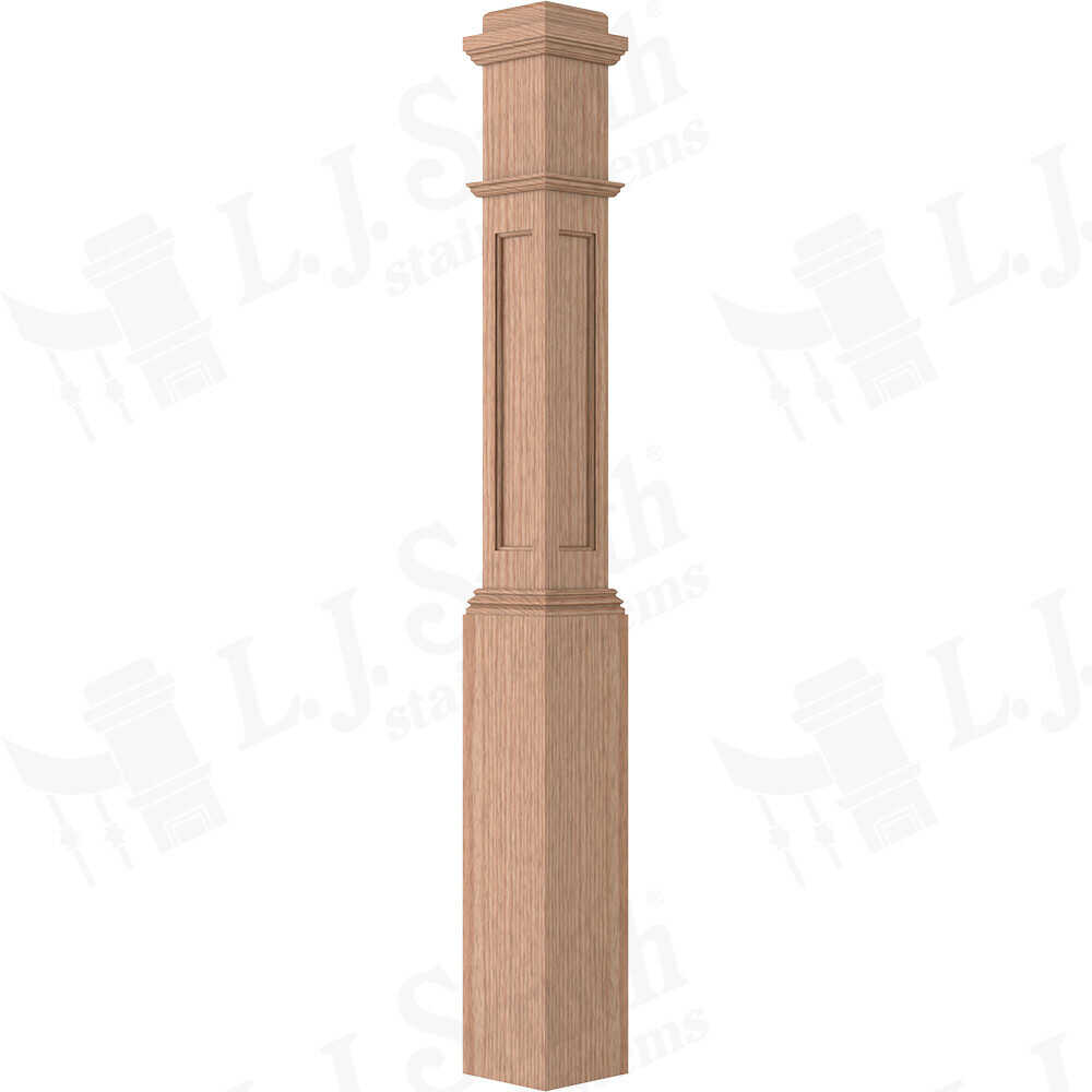 LJRC-4091 - Recessed Panel Traditional Box Newel 6-1/4" Square x 55"