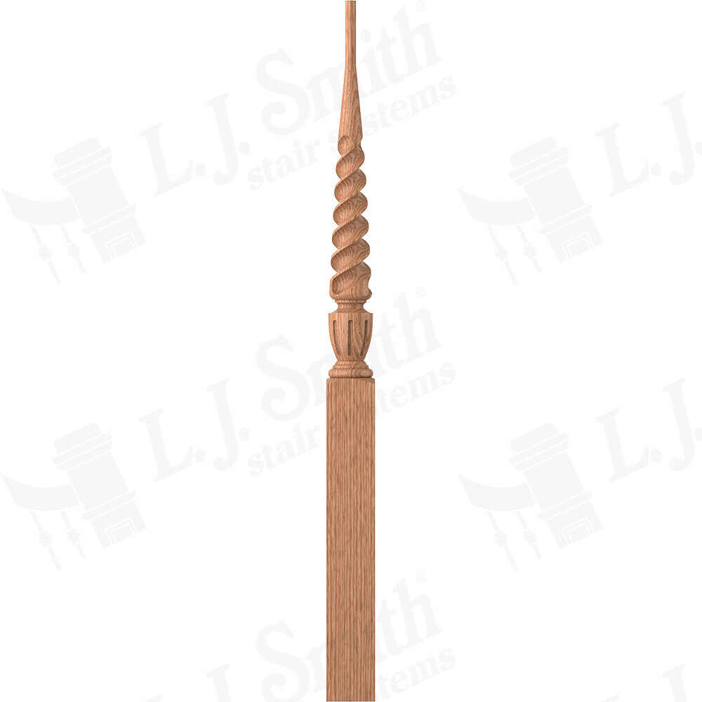 LJT-3013PT-42 - Sheraton Pin Top Twist Newel - 3-1/2" Square x 42"