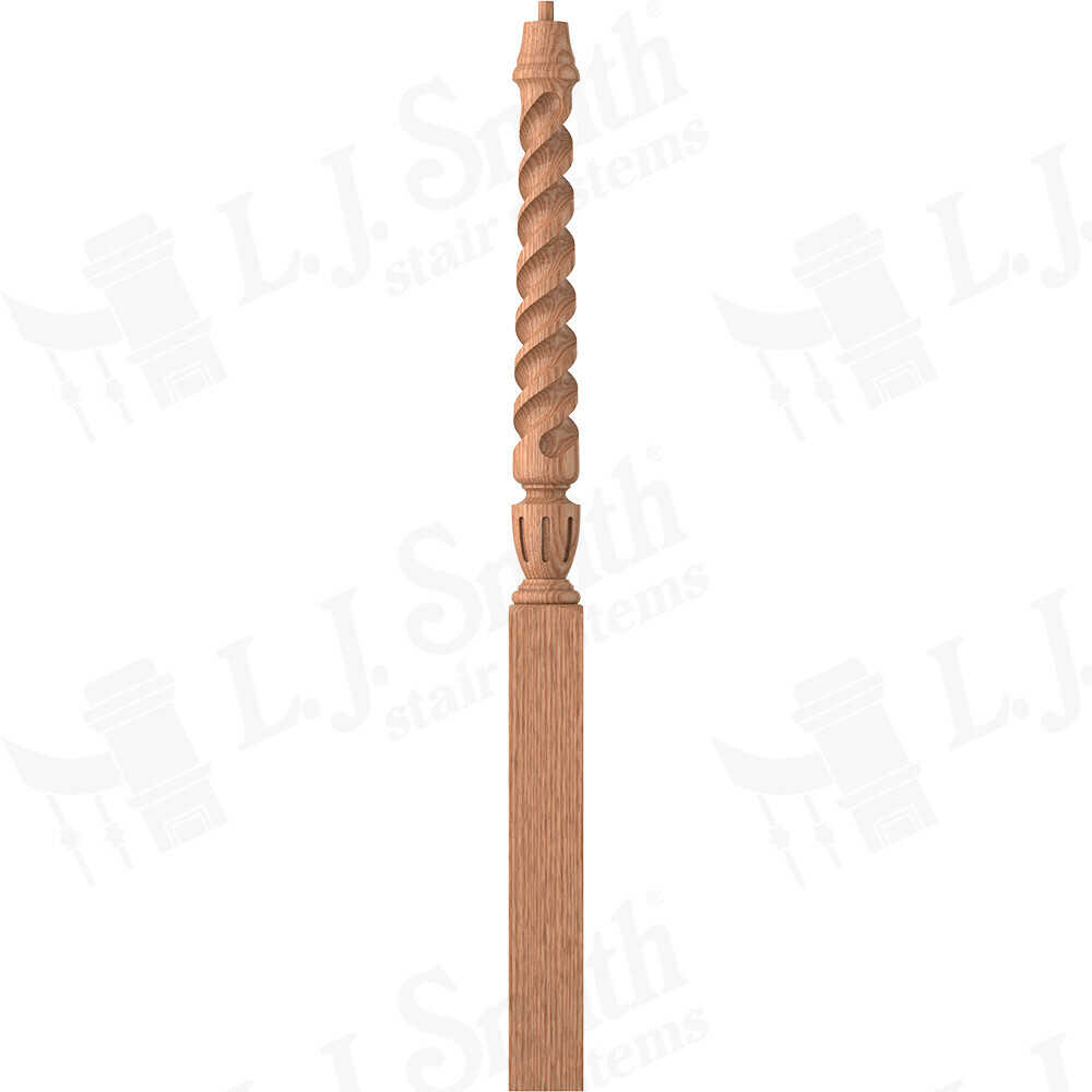 LJT-3014-50 - Sheraton Pin Top Twist Newel - 3-1/2" Square x 50"