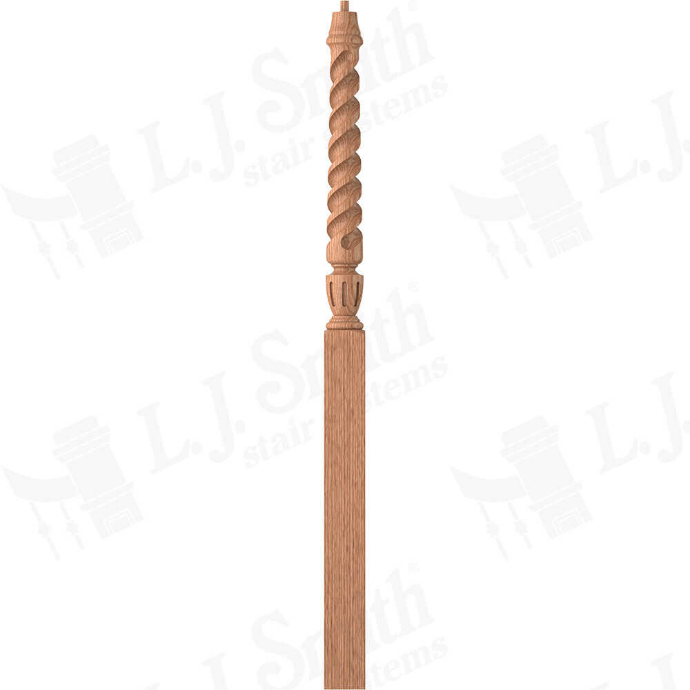 LJT-3015-58 - Sheraton Pin Top Twist Newel - 3-1/2" Square x 58"