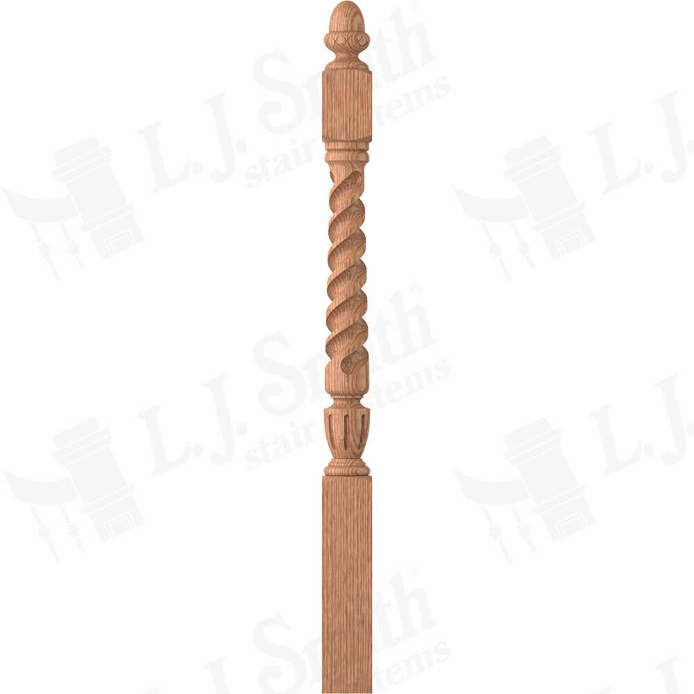 LJT-3040-48 - Sheraton Acorn Top Twist Newel - 3-1/2" Square x 48"