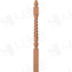 LJT-3040-48 - Sheraton Acorn Top Twist Newel - 3-1/2" Square x 48"
