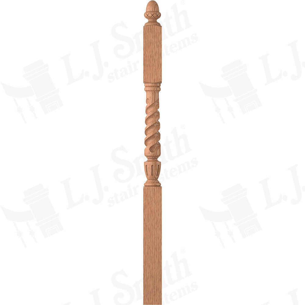 LJT-3045-58 - Sheraton Acorn Top Twist Newel - 3-1/2" Square x 58"