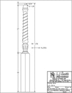 LJT-3014-50 - Sheraton Pin Top Twist Newel - 3-1/2" Square x 50"
